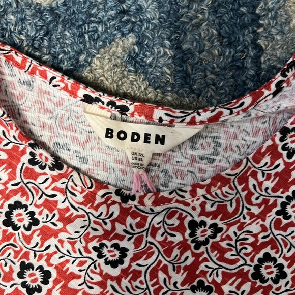 NWT - Boden Knot Front Tencel Jersey Dress - Red Floral - Size 8L - Picture 7 of 11
